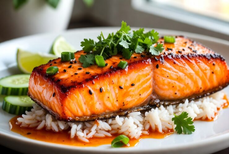 Easy Hot Honey Glazed Salmon Recipe : Quick Sweet Spicy Fusion Dinner